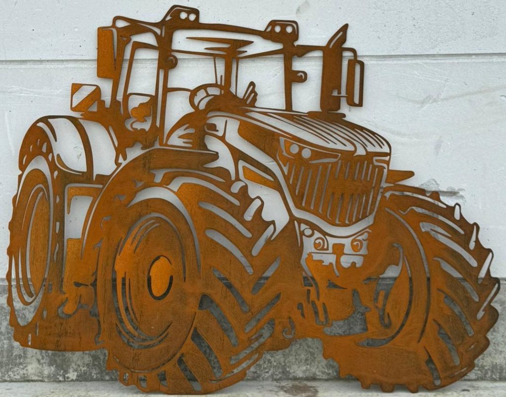 Cortenstalen afboording | Cortenstalen tractor | Cortenstaal in de tuin | Cortenstaal Vlaeminck